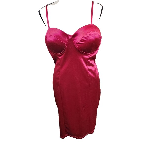 Charlotte Russe Satin Deep Red Clubwear Minidress Size Large Stretchy - Picture 1 of 7
